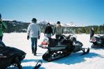 Andrew, Mahesh, Adam, Laurence and David take a break from snowmobiling